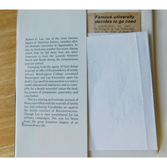 Lee The Last Years By Charles Bracelen Flood 1981 HBDJ with Letters and Clipping - Picture 3 of 11